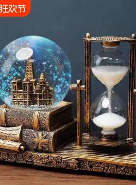 玻璃球八音盒沙漏多功能摆件书房书桌装饰品节日礼品礼物生日桌面