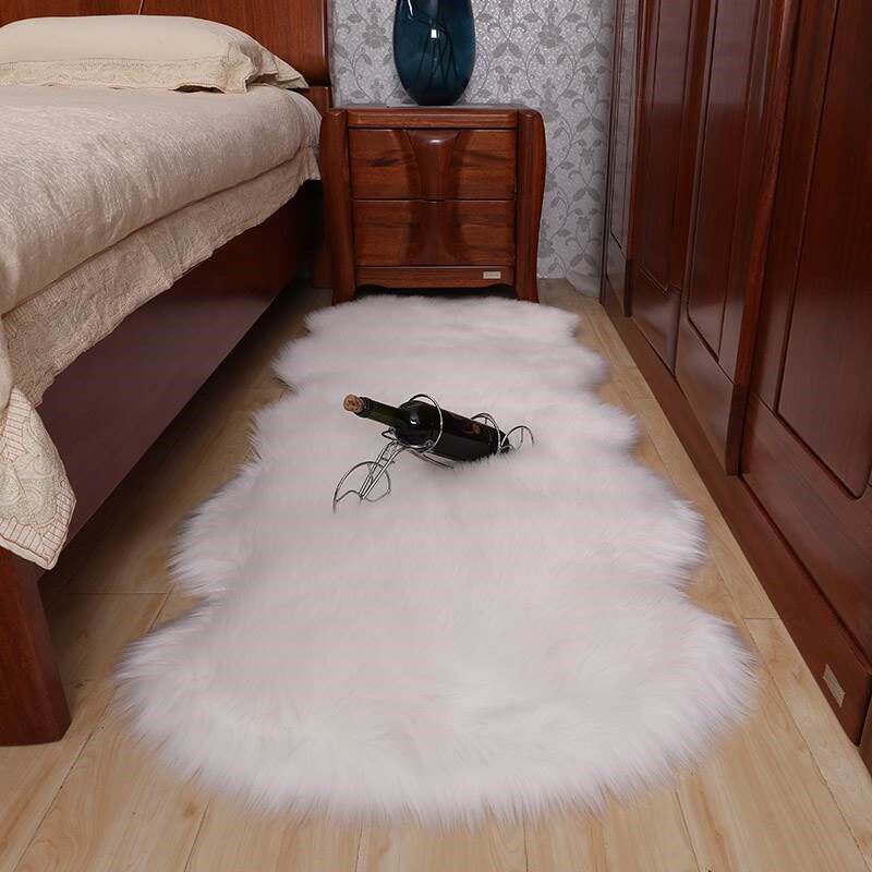 毛绒卧室地毯床边毛毯白色毛毛毯不规G则简约地毯拍照背景毯沙发