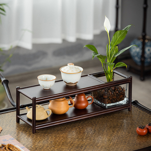 茶杯紫砂壶摆放架茶台旁边置物y茶具茶叶收纳展示高档小尺寸博现