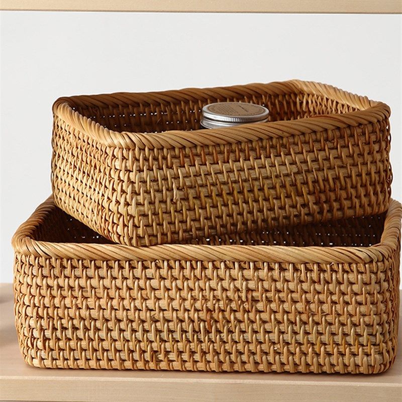 手工编织桌面点心篮鸡蛋篮小杂项收纳盒长方形组织盒,收纳整理,收纳筐,淘宝优惠券,粉丝福利购,淘宝优惠卷