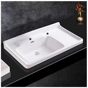 一体成型陶瓷盆厕所左盆双孔三孔四孔台上洗衣柜盆洗手洗脸盆定制