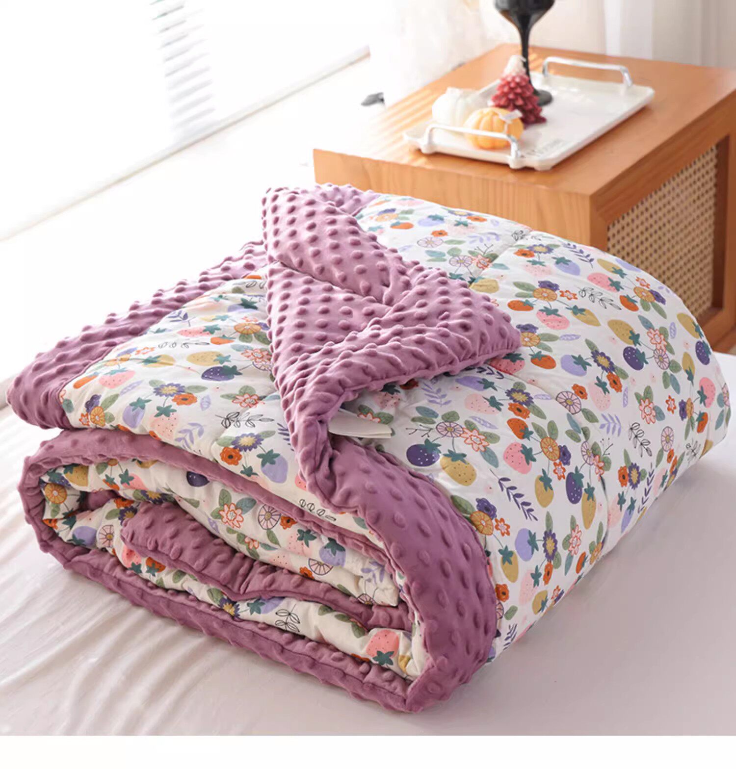 安抚豆豆绒被冬季加厚被子可机z水洗单人儿童全棉纯棉春秋空调被