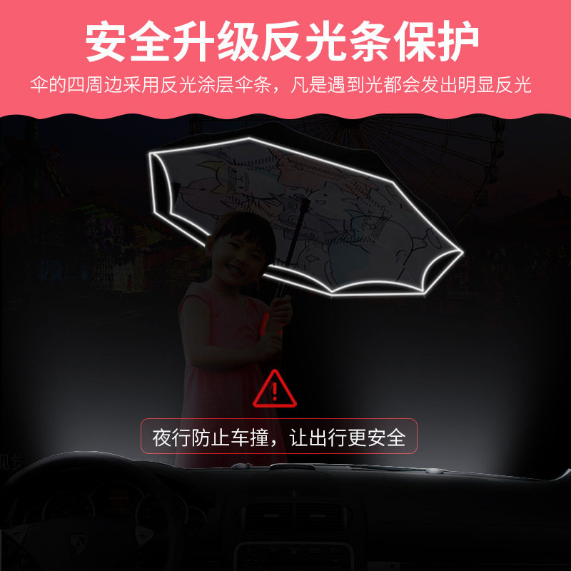 儿童雨伞男童女孩小学生上学专用幼儿园小朋友宝宝长柄反向晴雨伞