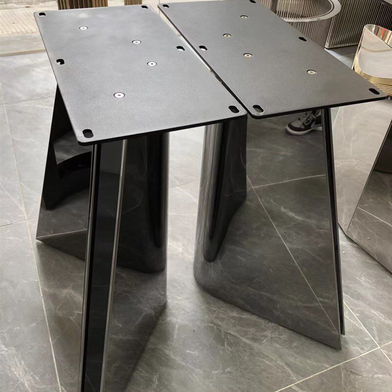 茶台底座茶桌脚架奢石桌脚帆船桌架镜面不锈钢桌架子大理石桌子腿