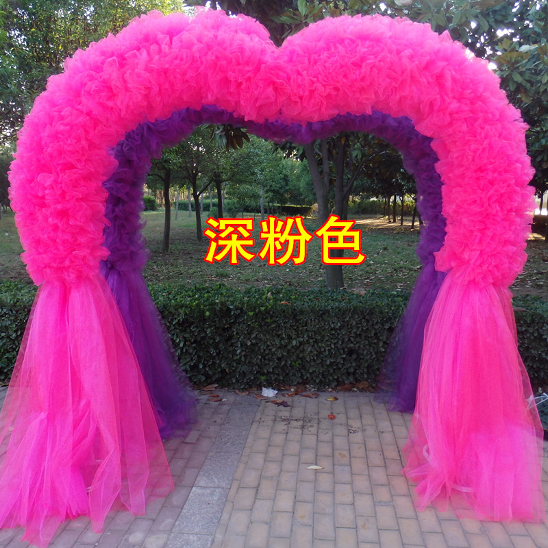 婚庆全纱花门绢花拱门雪纱花拱门开业店庆幸福门拱形花架婚礼道具