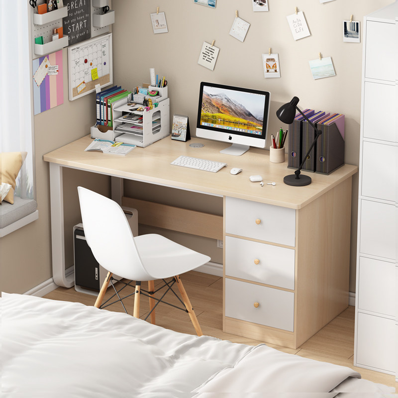 电脑桌台式家用简约带抽屉办公桌租房G卧室小型学习写字桌简易书