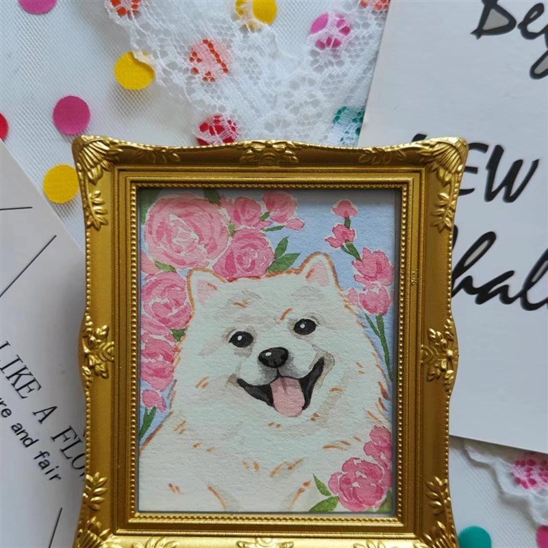 手绘水彩可爱风宠物来图定制画像头像动物肖像猫咪画像狗狗画像