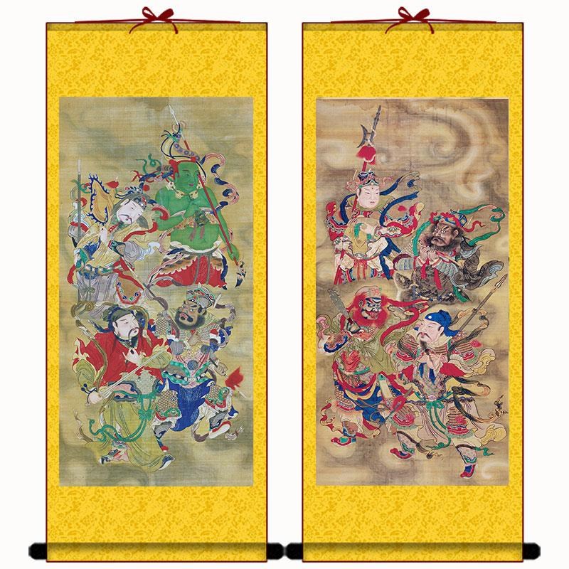 八大元帅画像马赵温岳殷张苟毕元帅挂画灵官护发神将供奉画卷轴画