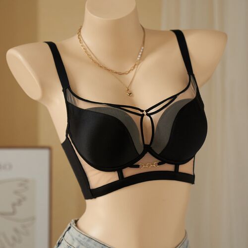 无痕缎面内衣女士小胸聚拢调整型收副乳胸罩无钢圈防下垂文胸套装
