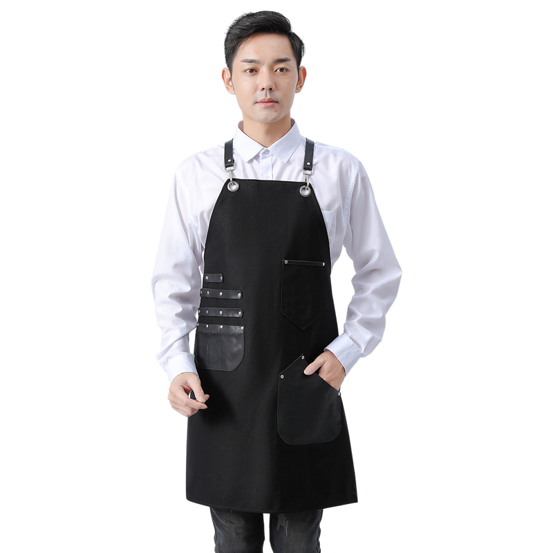 新款男士美发师防水工作围裙木匠手艺人围腰咖啡师牛仔定制印logo