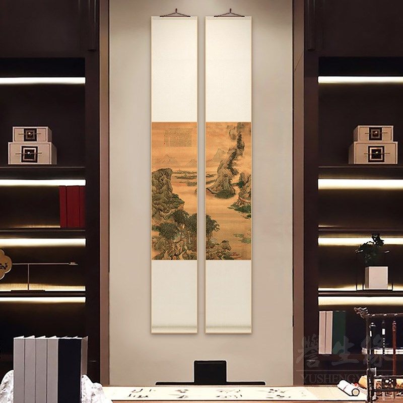阿房宫明清古画新中式卷轴挂画茶室书房装饰画客厅餐厅背景墙壁画