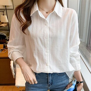 纯棉竖纹白d衬衫女春夏简约2024年新款叠穿设计感小众内搭慵懒风