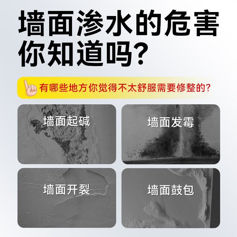 内墙防水防霉涂料墙面反碱处理背水面防潮材料天花板墙壁补漏抗渗