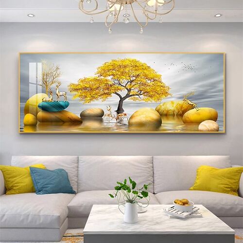 背有靠山客厅装饰画现代简约沙发背景墙挂画单幅横版高档大气壁画