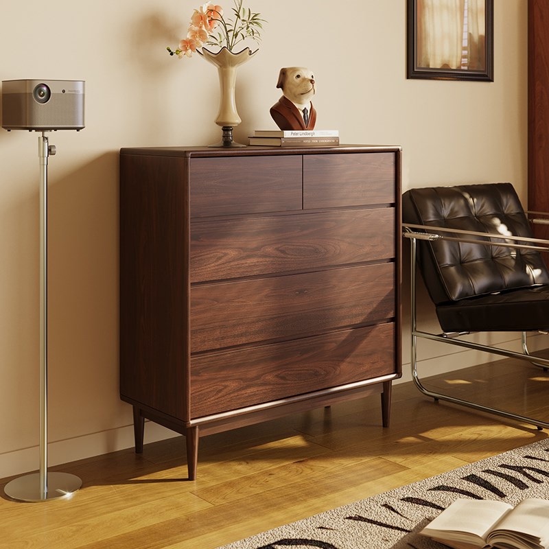 北美黑胡桃木斗柜实木七斗五斗柜简约现代八斗柜卧室储物床尾柜子