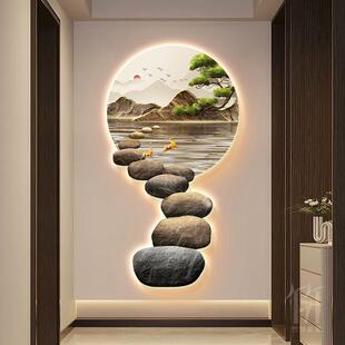 网红轻卧奢现代户正玄关装饰画廊景过道入对门走背墙挂画室光风景