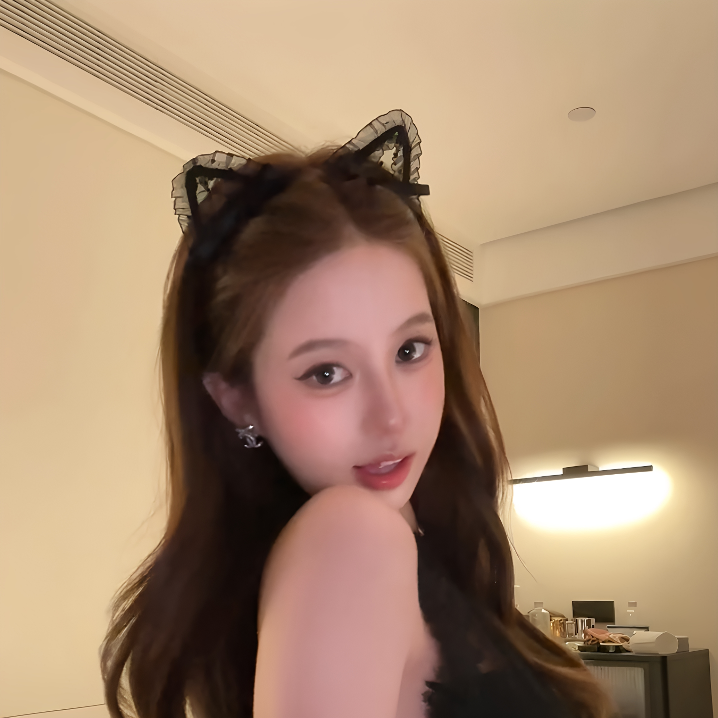 万圣节小猫咪发夹黑色蕾丝猫耳发箍暗黑系氛围感节日装扮拍照道具
