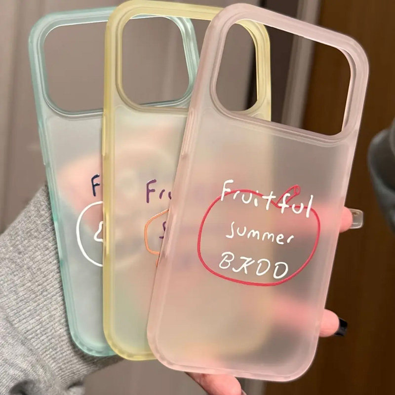 适用苹果17手机壳iPhone16e线条水果15/14pro磨砂大孔13/12mini软11简约夏日xs/xr英文MAX6/7/8PLUS保护套se2