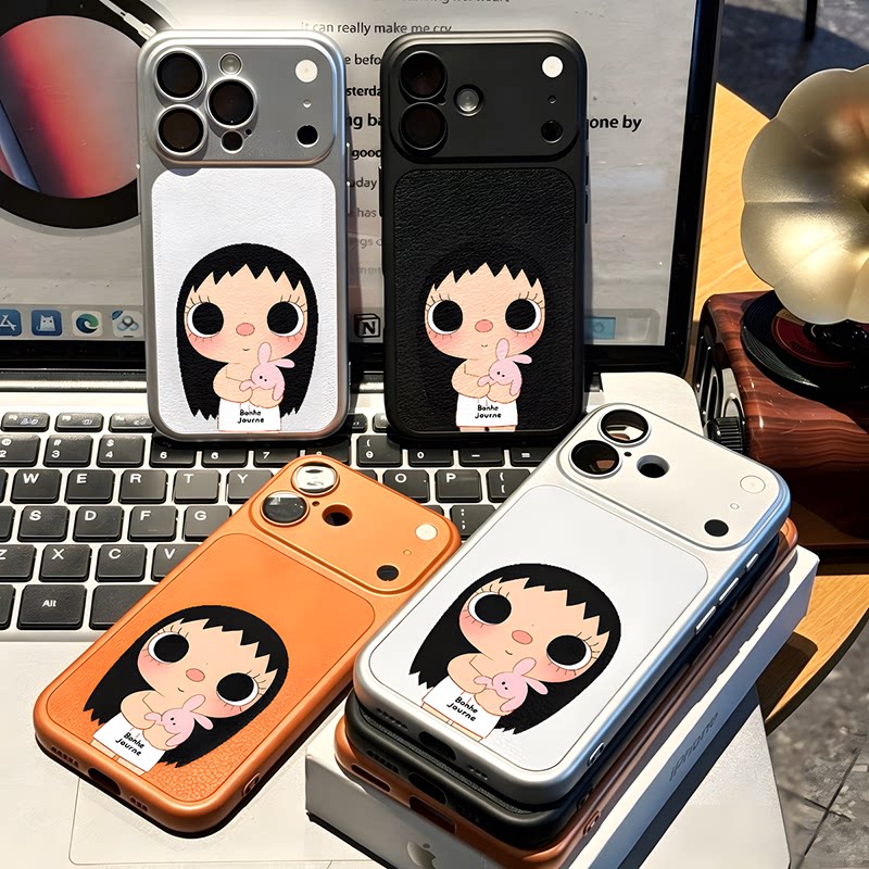适用苹果18手机壳iPhone17air16抱兔子小玉15卡通可爱14秒变13带镜头膜12pro简约11高级大视窗皮纹PLUS套max