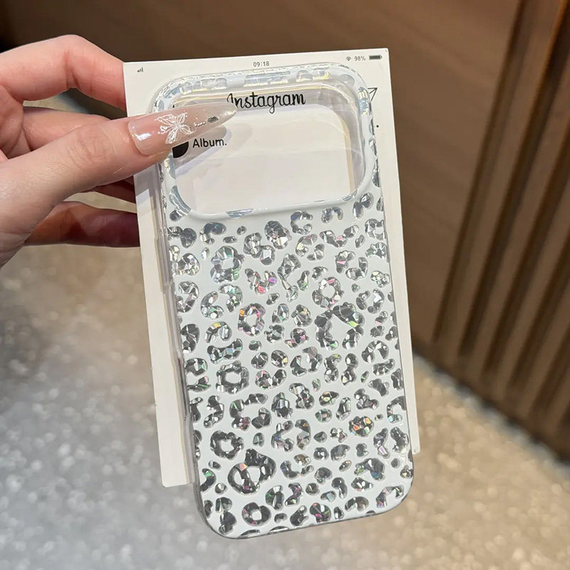 适用苹果18Pro手机壳iPhone16小米17满屏白豹纹15mate80复古风14max13简约pura70韩系女reno16钻石纹12/11套