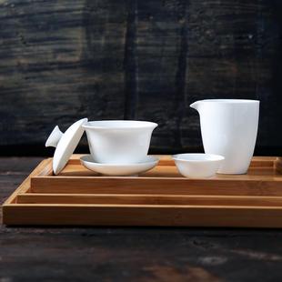 功夫茶具陶瓷单个大号泡茶碗家用茶器定logo 白瓷茶杯三才盖碗套装