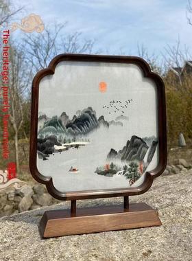 苏州刺绣手工苏绣双面绣成品台屏风桌面摆件摆台特色出国商务礼品