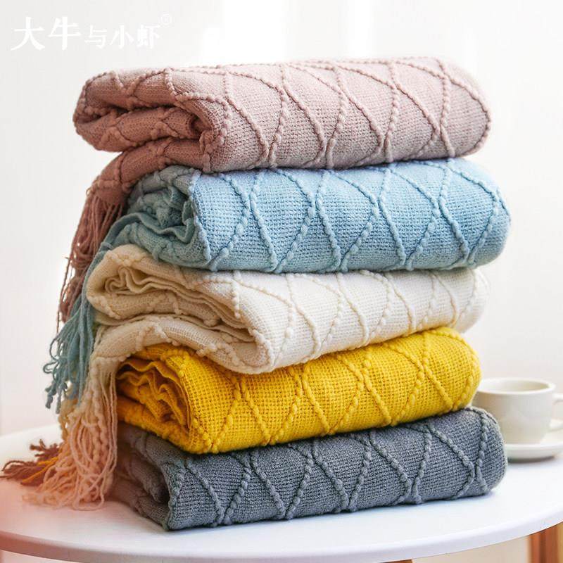 北欧风覆古毛线 线毯子纯色针织毯沙发毯酒店民宿床尾巾午睡盖毯,床上用品,休闲毯/毛毯/绒毯,淘宝优惠券,粉丝福利购,淘宝优惠卷