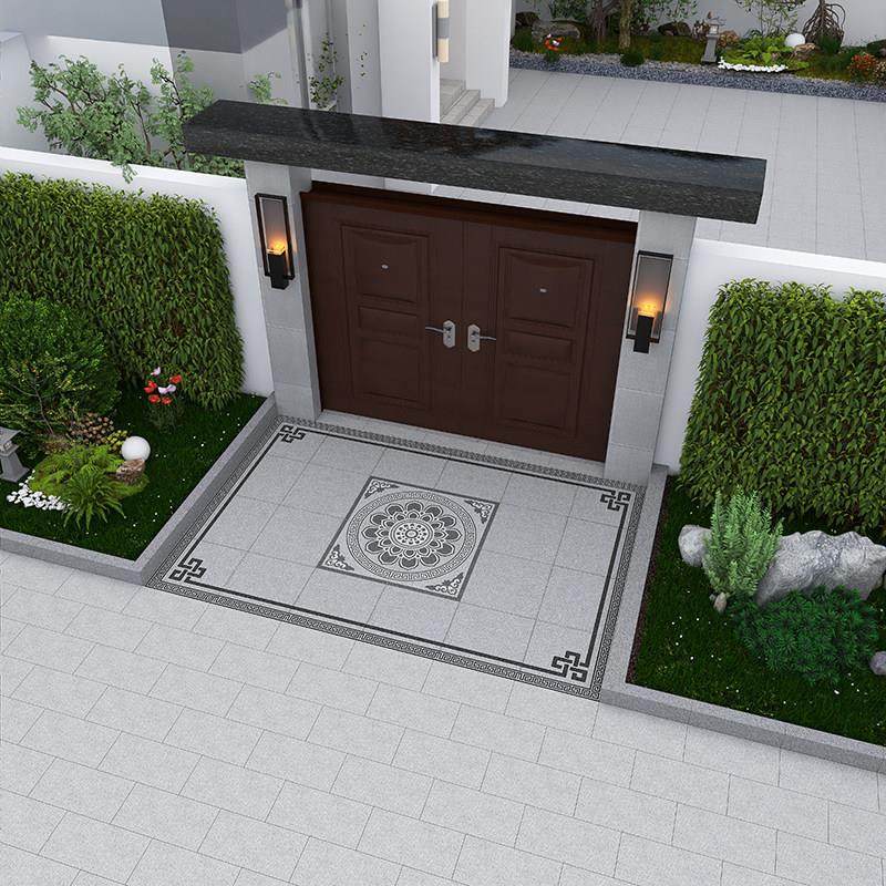 新中式别墅庭院院子地砖拼花石英砖室外PC砖入户地面拼图瓷砖龙达