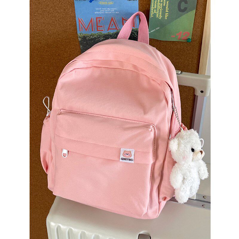 新款双肩包女小包古着感少女书包韩版紫色百搭大学学生尼龙小背包