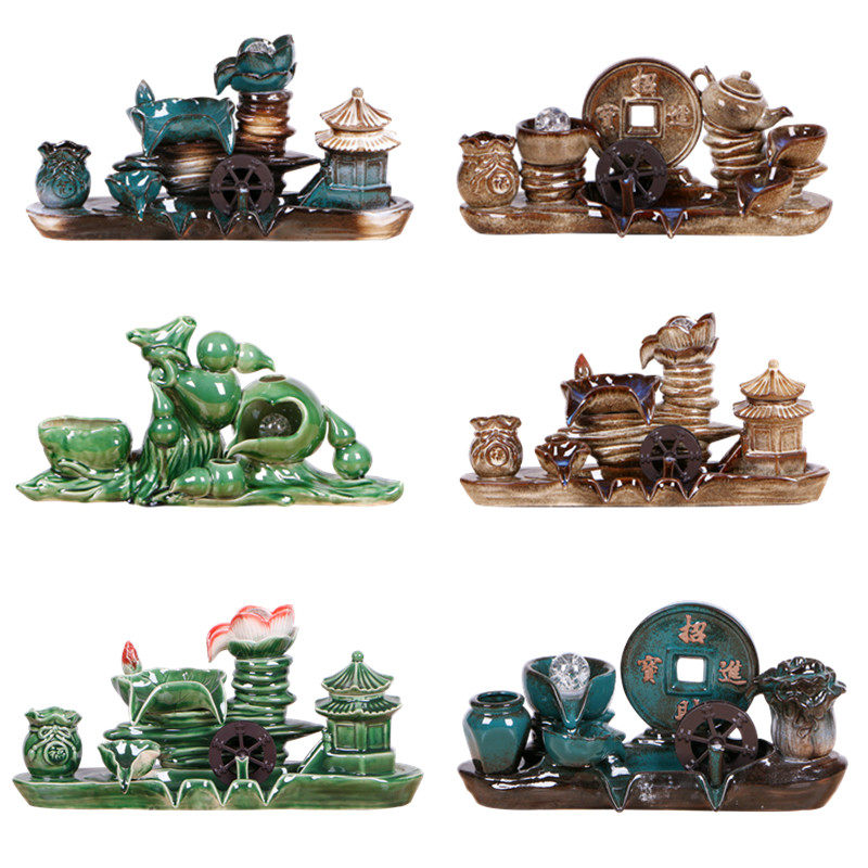 陶瓷鱼缸自动循环流水器室内喷泉瀑养鱼缸鱼盆增氧布装饰造景摆件,家居饰品,装饰摆件,淘宝优惠券,粉丝福利购,淘宝优惠卷