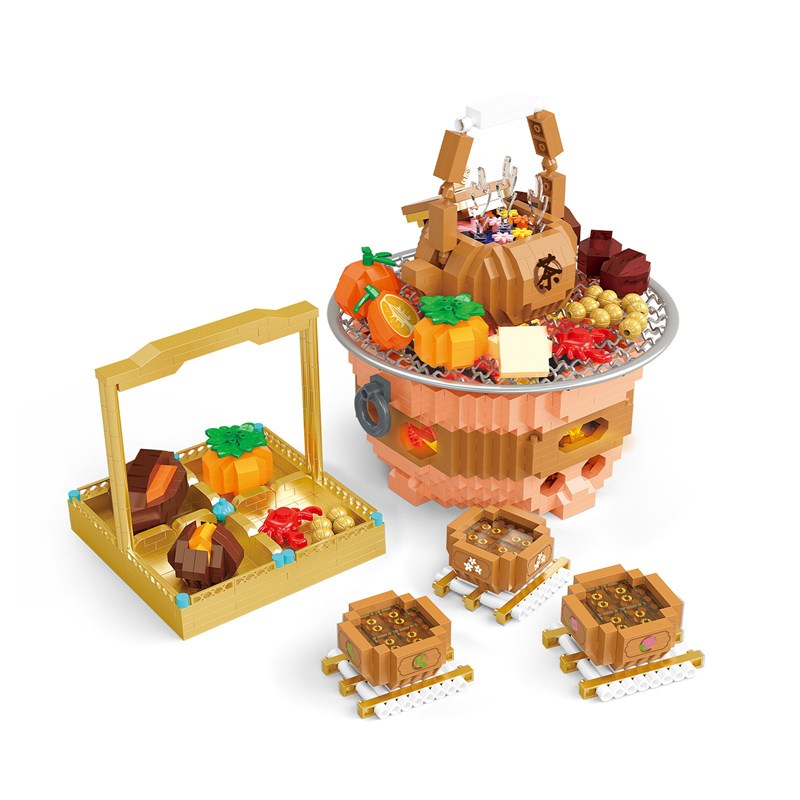 围炉煮茶予高P2236潮玩微颗粒拼装积木玩具儿童益智动脑DIY摆件