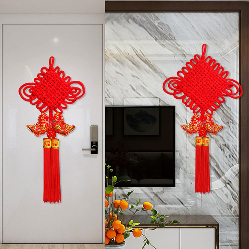 中国结挂件玄关对鱼镇宅招财客厅大号背景墙年年有余过年春节装饰