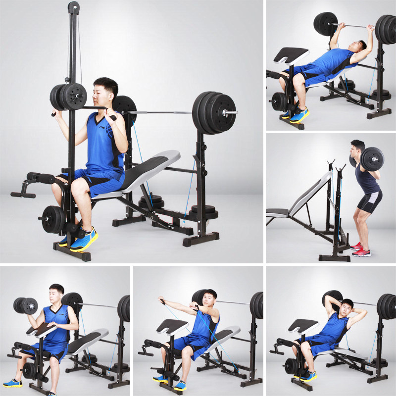 举重床卧推器杠铃床深蹲架杠铃架子高拉卧推架哑铃凳杠铃套装家用