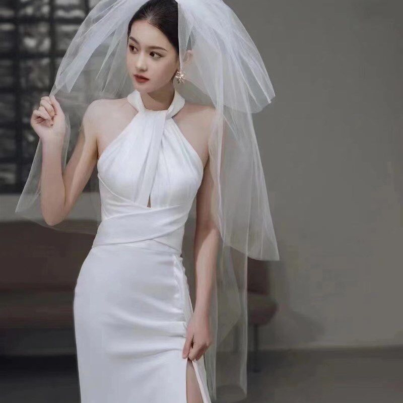 帝凡饰品新娘头纱纱三层轻薄款清透硬挺纱质结婚婚礼拍照配饰