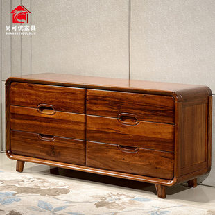 乌金木实木五斗柜全实木简约家具储物柜收纳柜现代中式门边柜斗柜