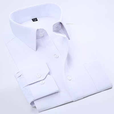 春季纯色男士白衬衫长袖商务职w业正装工装白衬衣男寸衫工作服log