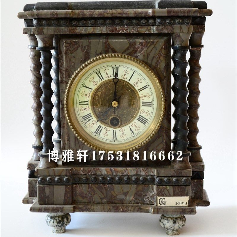 钟表机械大理石座钟纯铜机芯古典欧式家居M客厅摆件样板间壁炉条