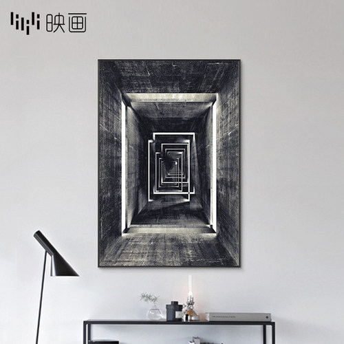 工业风装饰画空间延伸玄关画竖版走廊尽头挂画过道现代背景墙壁画