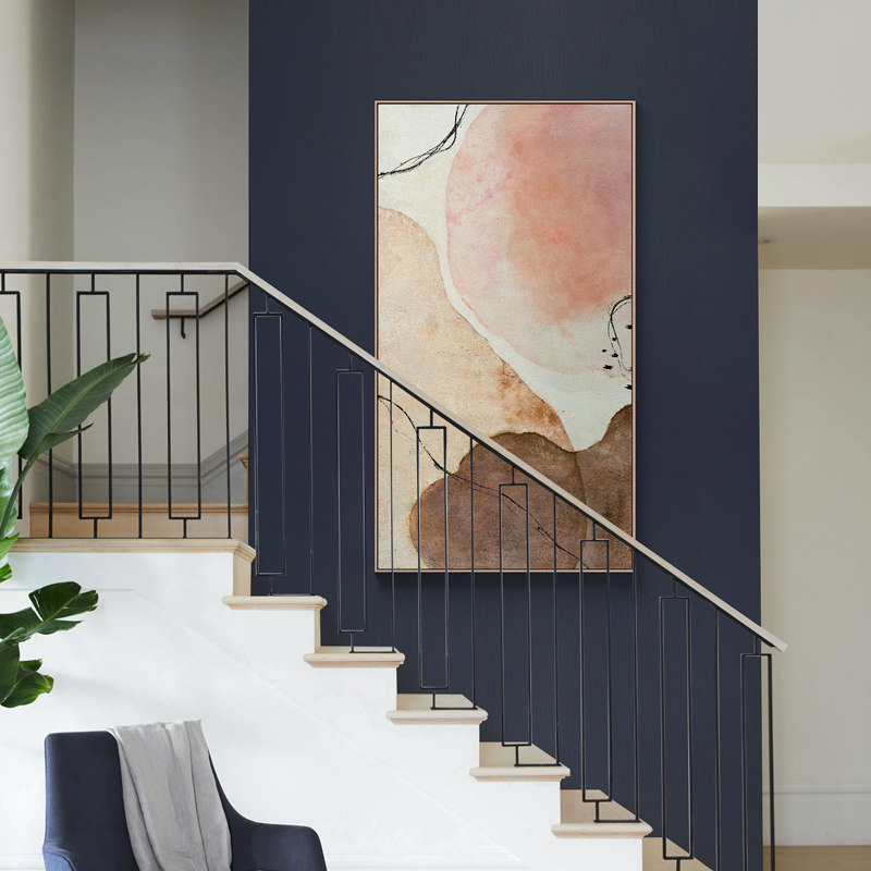 三小姐竖版抽象玄关装饰画楼梯走廊墙面挂画入户进门过道尽头壁画