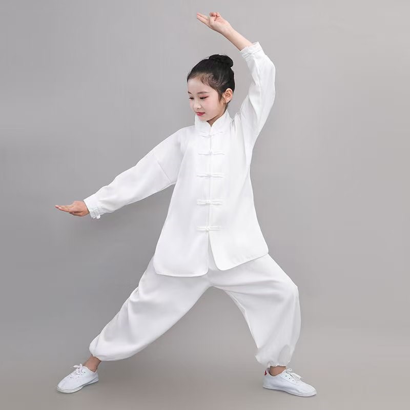 儿童武术太极服白色男女学生练功服学校团体操比赛六一幼儿表演服