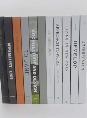 橙色真书现代外文可翻页装饰摆件样板间售楼处书道具陈列黑色简约