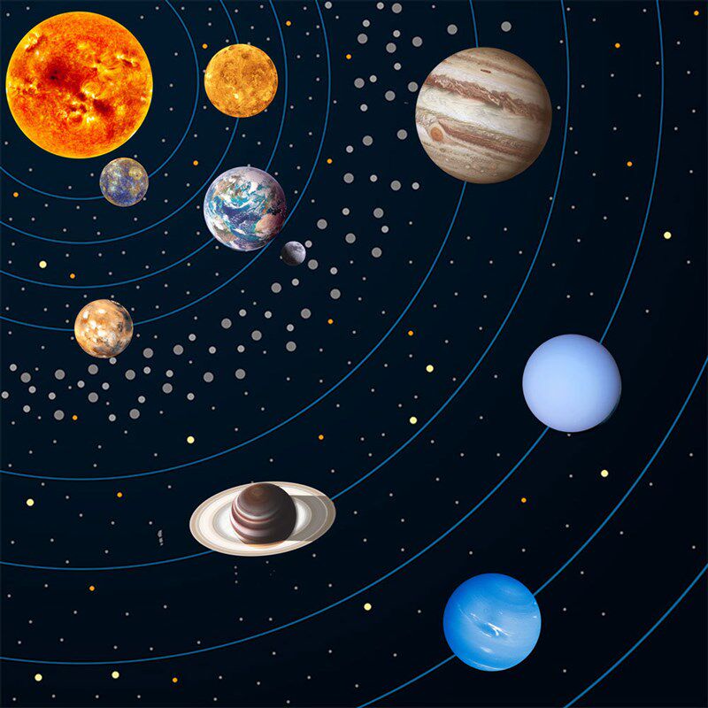 月球儿童房夜光天花板墙贴8x大星球荧光贴画九行星太阳系发光贴纸