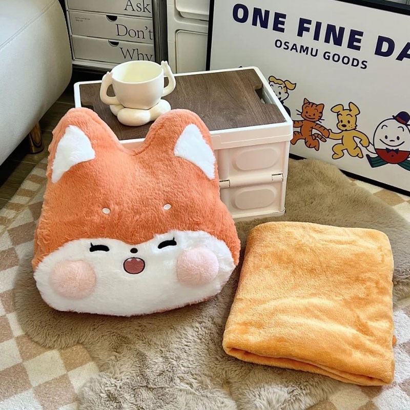 暖手抱枕毯子二合一被子两用学生宿舍插手午睡毛毯办公室冬天软萌