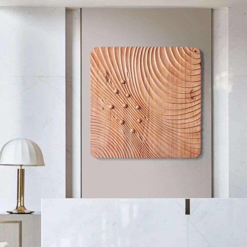 现代木雕装饰画高级感艺术装置画样板房抽象墙饰客厅玄关立体挂画