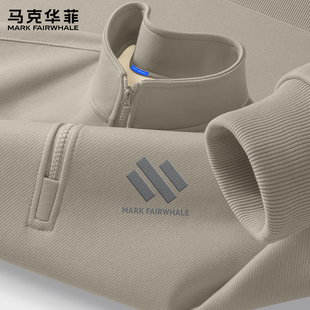 马克华菲加绒卫衣男2025新款秋冬半拉链男士上衣保暖外套男款潮X