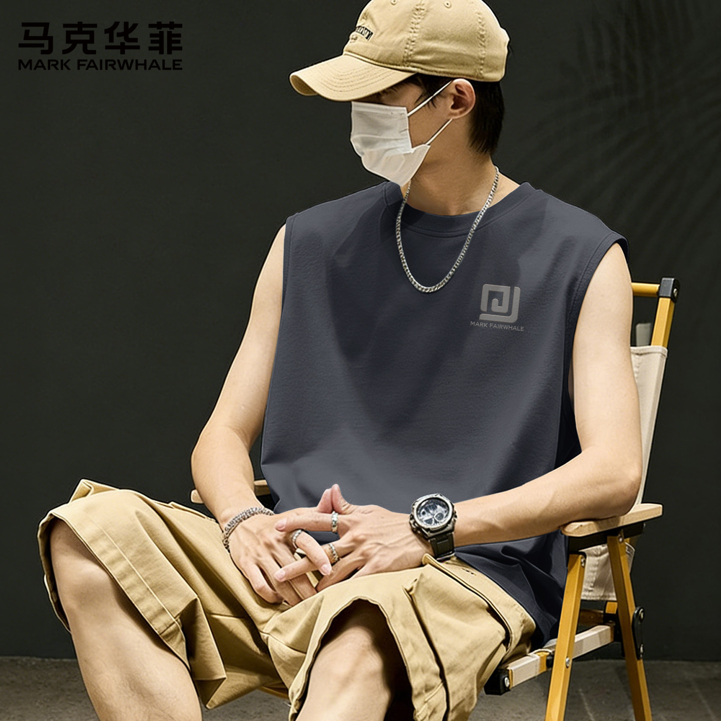 马克华菲纯棉背心男运动跨栏大码外穿全棉夏季打底健身男生上衣X