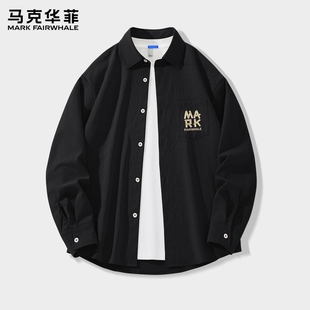 潮牌男生衣服冰丝凉感上衣男款 马克华菲男衬衫 夏季 长袖 2025新款