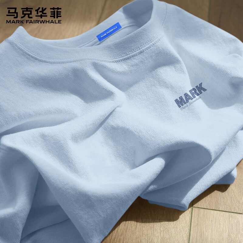马克华菲纯棉长袖t恤男秋季美式宽松简约上衣男款重磅大码打底衫X