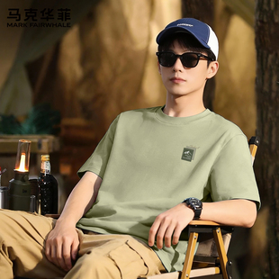 马克华菲纯棉短袖t恤男2026新款夏季美式复古重磅宽松男士衣服潮X