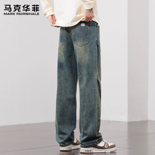薄款 男士 马克华菲夏季 牛仔裤 2025新款 潮牌日系复古直筒宽松长裤